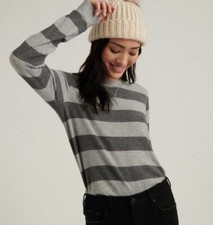 New Lucky Brand Cloud Jersey Crew Sweatshirt - Large - Striped Plush