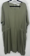 DownEast Dress Plus Size 2X Green Shift Scoop Neck Short Sleeve New BIN12