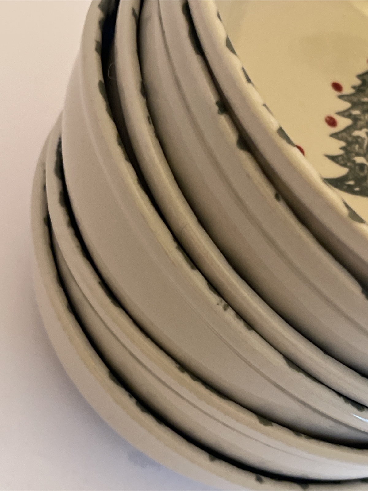 FolkCraft Winter Wonderland Cereal Bowls VTG Tienshan Christmas Tree 6.