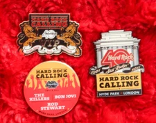 3 Hard Rock Cafe Pins VIP Set LONDON CALLING Bon Jobi rod stewart hyde park lot