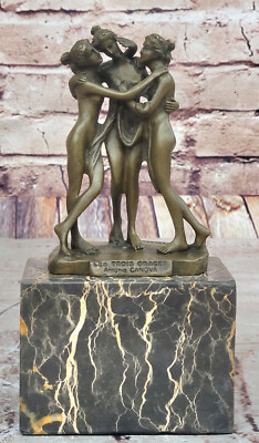 Drei Grazien Griechische Bronzestatue Mythologie Erotische Kunst Bronze Guss