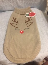 Dog Christmas Reindeer Sweater Medium Fit Up To 27 Lbs Back Length 16" Girth 20"