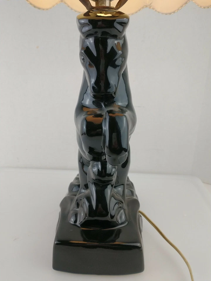 Ceramic Black Stallion lamp,  Horse Rearing Stallion Table lamp  - Image 3 of 4