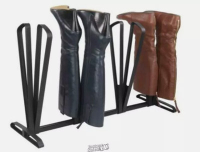 Home Basics Adjustable 4 Pair Plastic Boot Rack Organizer, Black 