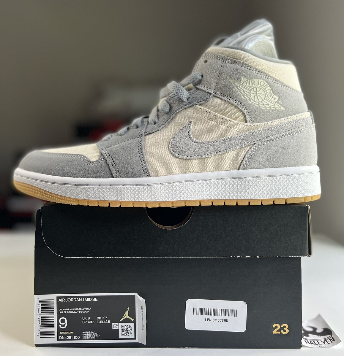 NEW Nike Air Jordan 1 Mid SE Coconut Milk Grey | Men's Size