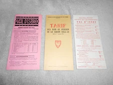 VAL D'ISERE. FRENCH SKI RESORT. 3 ORIGINAL HOLIDAY BROCHURES from 1953-4