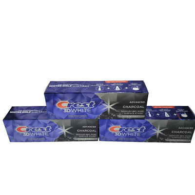 Crest 3D White Advanced Charcoal Flouride Anticavity Toothpaste 2.4 Oz Lot 3
