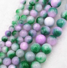 Natural 6/8/10mm Smooth Lavender Green Jade Round Gemstone Loose Beads 15"