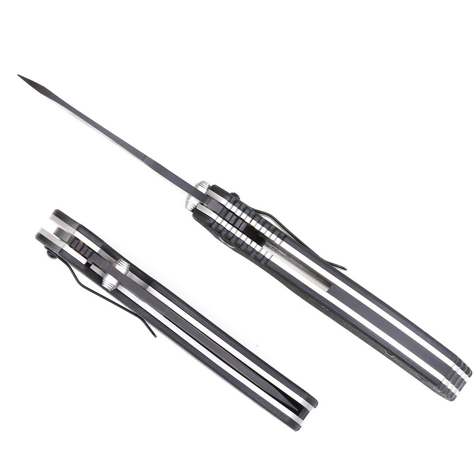 Carbon Fiber Handle Tactical Pocket Knife Survival Outdoor Camping Hunting Knive - Image 2 of 4