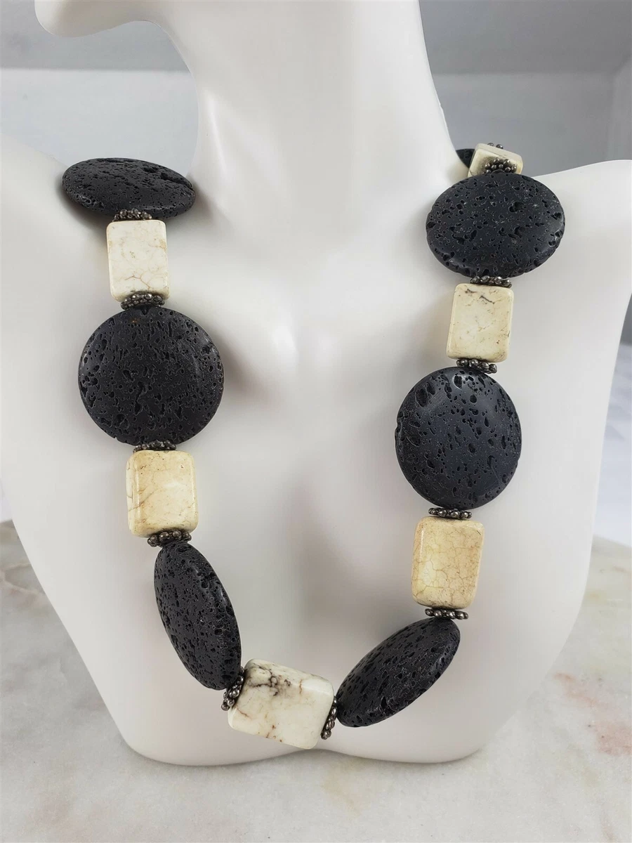 Sterling silver lava stone necklace clearance