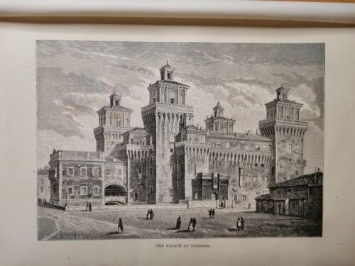 1880 Ferrara Castile Original Illustration  Kupferstich Lithographie Vintage Ret - Bild 1 von 6