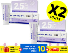 BENZAC AC Water Base Gel 2.5 Benzoyl Peroxide Acne Pimple Galderma 60g X 2