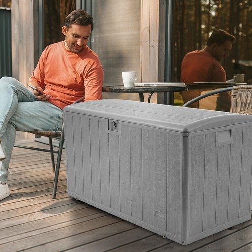 Plastic Development Group 105-Gallon Resin Outdoor Storage Patio Deck Box, Gray - Picture 5 of 9