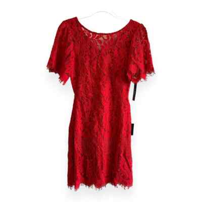 NWT Lulus Pearson Red Lace Short Sleeve Cocktail Mini Dress Women s Size Small