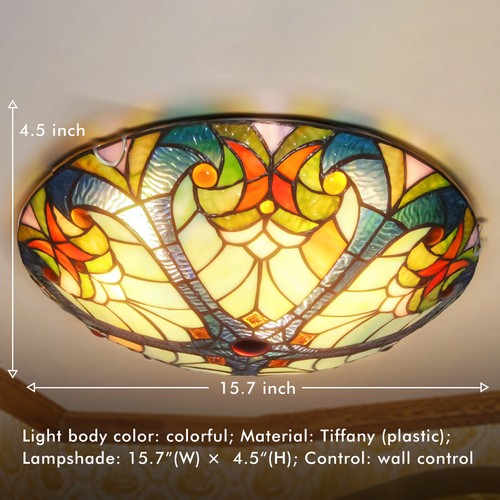 4 Styles Tiffany Stained Glass Chandelier Ceiling Lights Flush Mount Home Decor - Picture 42 of 43