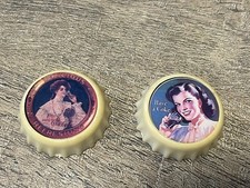 Vintage Coke Cola Fridge Magnets 1990's Cap Shape Lot Of 2
