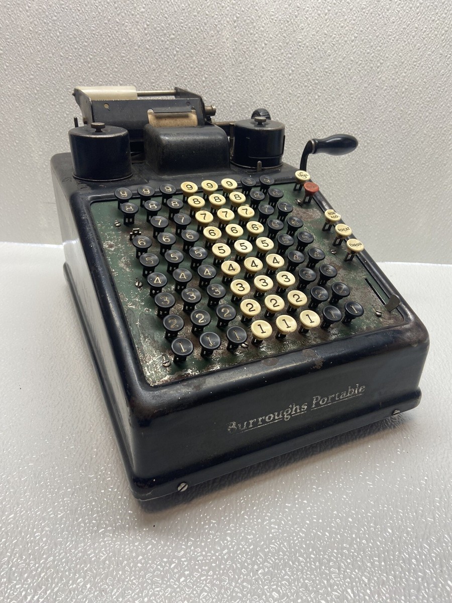 Vintage Burroughs Black Collectible Portable Durable Hand Crank 