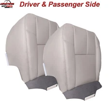 For 07-14 Chevy Silverado Driver & Passenger Side Bottom Leather Seat Cover Gray