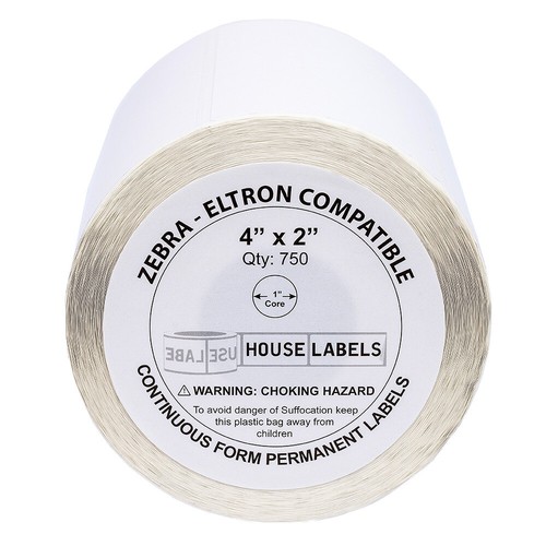 Etichette termiche ZEBRA / ELTRON 4x2 (4" x 2") - (11) rotoli da 750 etichette - nucleo 1" - Foto 2 di 7