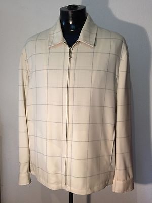 Vintage 1950s style new old stock zip up mens jkt pure wool,window pane check.