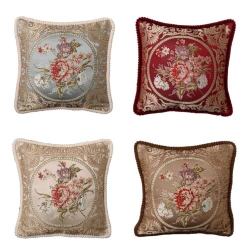 Retro Flower Embroidery Cushion Cover Home Sofa Decorative Pillow Case 19x19 - Picture 1 of 6