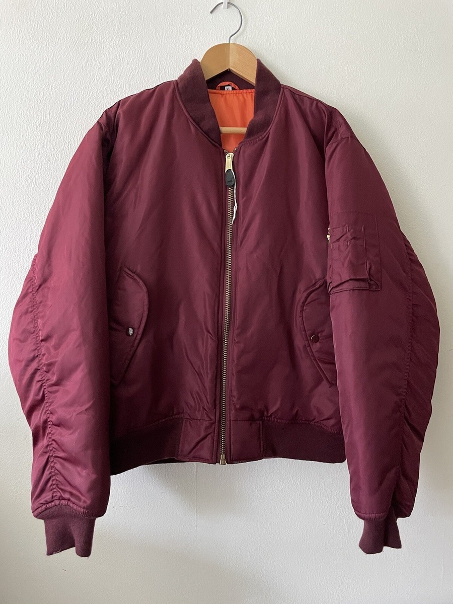 Made In USA MA-1 Alpha Industries US Army Pilot Flight Military Bomber Af Jacket Chocolate - Foto 8