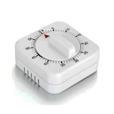 Square 60 Minute Mechanical Kitchen Timer - White - 2-1/4'' x 2-1/4'' x 1'' NEW