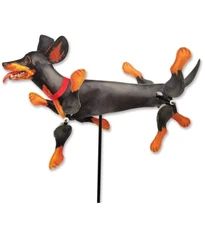 20" Black & Tan DACHSHUND Whirligig Wind Spinner -- Yard Stake -- Garden Decor