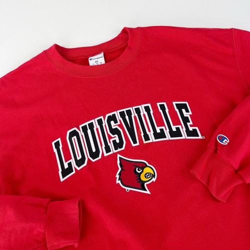 Champion Louisville Cardinals Red Long Sleeve Pullover Sweater Top Mens 2XL XXL - Picture 2 of 4