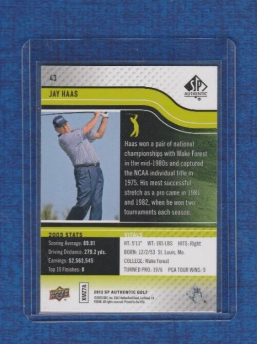 2012 SP Authentic Golf # 43 Jay Haas - Image 2 of 2