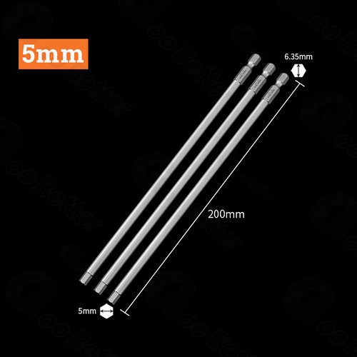 3/5 Pcs Hex Key Allen Bit Set Extra Long 100-300mm Impact Driver Drill 1/4" Bits - Picture 40 of 48