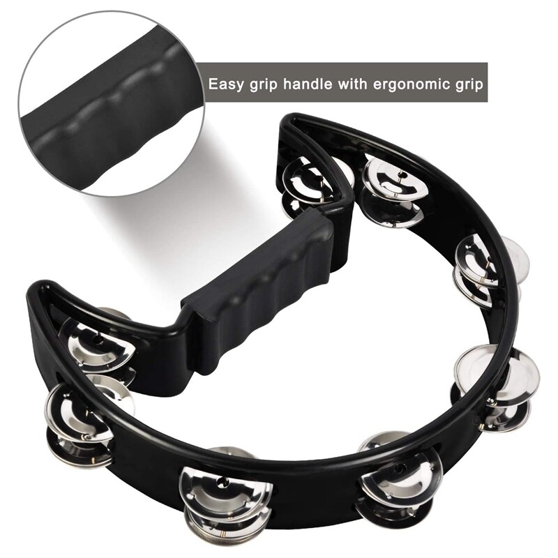 Tambourine,Metal Jingles Hand Held Percussion Half Tambourine and