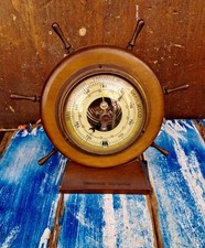 Timone Con Barometro Huger In Ottone E Legno Vintage Da Tavolo Funzionante 