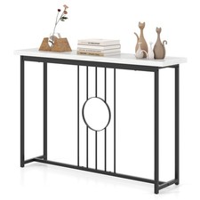 COSTWAY 120CM Console Table Modern Faux Marble Top Entryway Table-Black