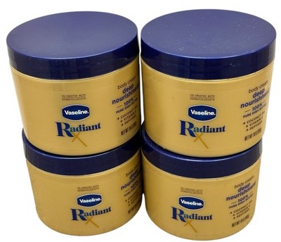 4x Vaseline Radiant X Deep Nourishment Body Cream 100% Shea Butter Coconut 10oz