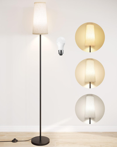 Floor Lamps for Living Room/Bedroom/Office, Standing Lamp with LED Bulb, 3 Co...