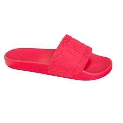 Versace 1006272 Men's Red Greca Gomma Pool Slide, sizes 42