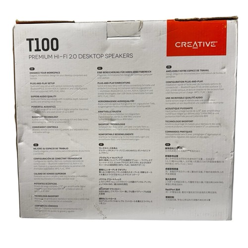 Creative T100-2.0 Enceintes de Bureau Hi-Fi Compactes, jusqu'à 80W avec Télécommande - Photo 2/7