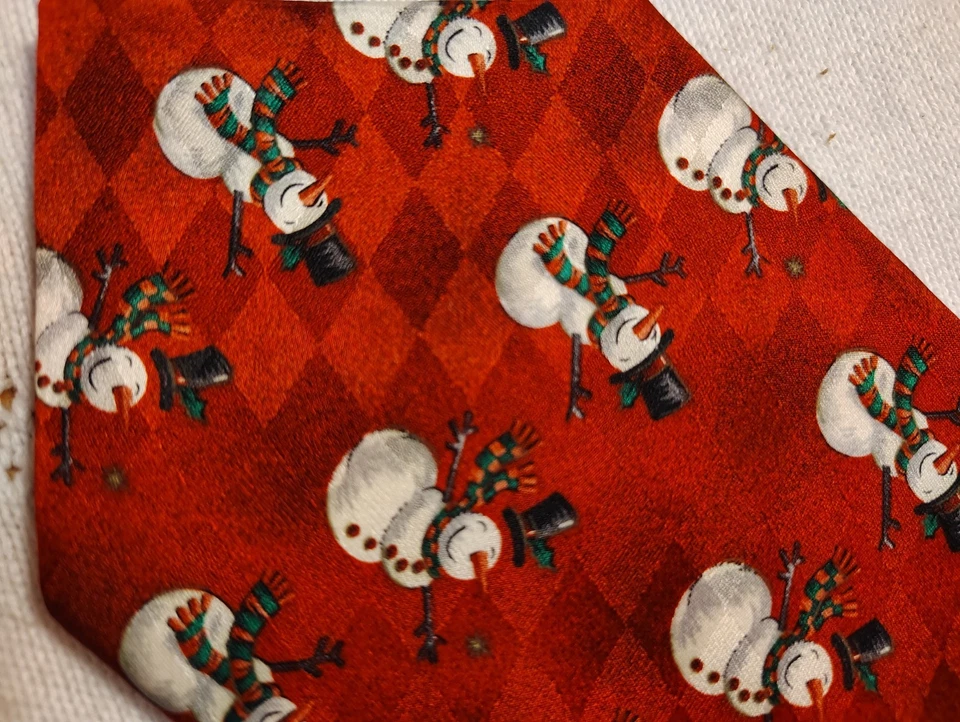 Corbata Muñeco de Nieve Navidad Hombres Rojo Seda Cuello Corbata Sello 59L x 3.75W Informal Fiesta Foto 2 de 4