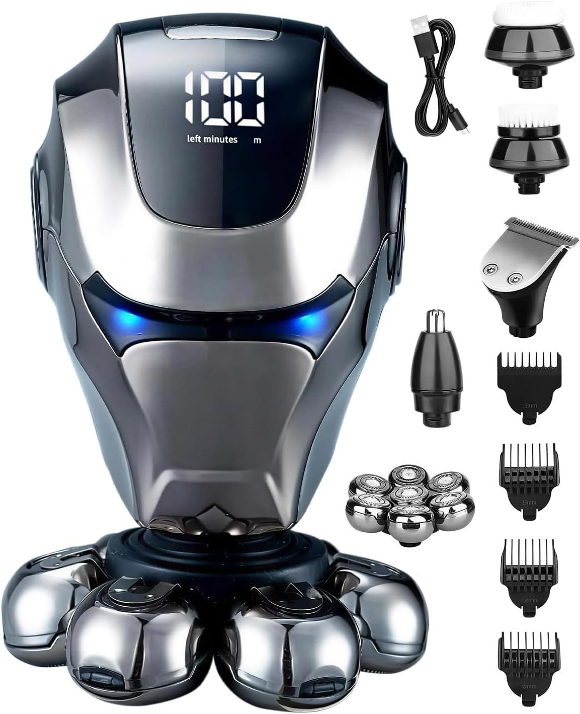 Rasoio Testa Calva da Viaggio 5 in 1 | 7D Waterproof USB-C