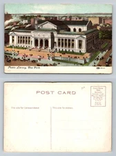 New York, NY-New York, Public Library Classical Facade Crowds Vintage Postcard