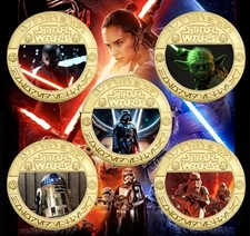 Star Wars 5PCS Coin Set.Great Gift For Collctors.Star Wars Fans. Coin Collection