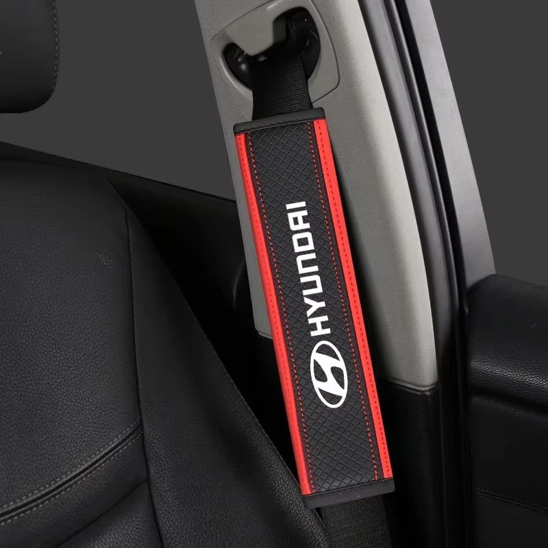 全新皮革汽车安全带 肩垫 保护套 适用于现代 图森、索纳塔、伊兰特 — 第 4/4 张图片