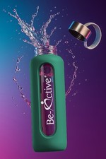 Glass Motivational Water bottle 1L & 550ml Time Markings Tracker Bpa Free