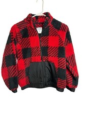 365 kids garanimals red black plaid zip up long sleeve jacket pockets size 10