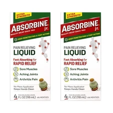 2 Pack Absorbine Jr. Plus Extra Strength Pain Relieving Liquid 4 Oz Each