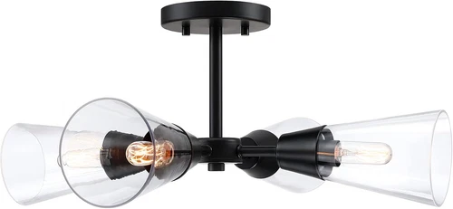 Matte Black 21" 4-Light Semi-Flush Ceiling Light Fixture by Norro - Picture 4 of 9