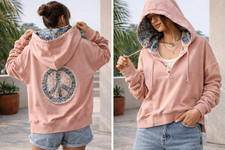 Floral Hoodie Cotton With Hood Oversized Size M L 12 14