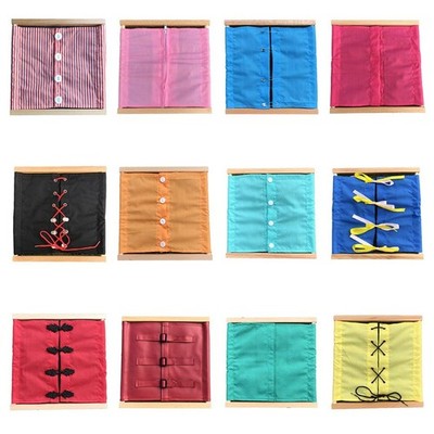 Learn to Dress Practice Boards Zip Snap Button Buckle Lace Wooden Learning Toys