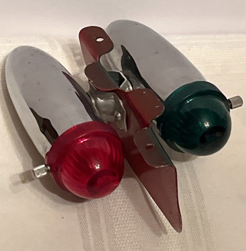 Vintage Seiss Metal Bicycle Boat Bullet Fender Light Red Green Lamp Made In USA